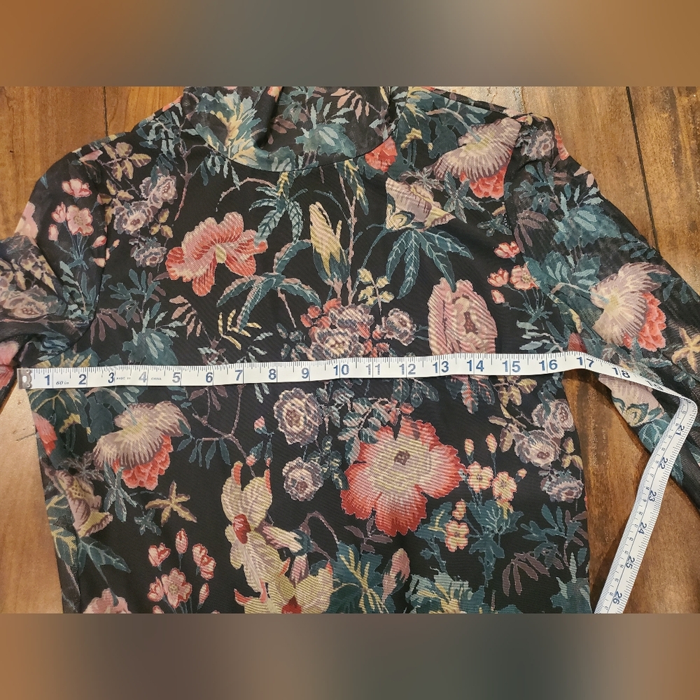 Rebecca Taylor La Vie Faded Garden Mesh Long Sleeve Dress Large - Picture 14 of 16